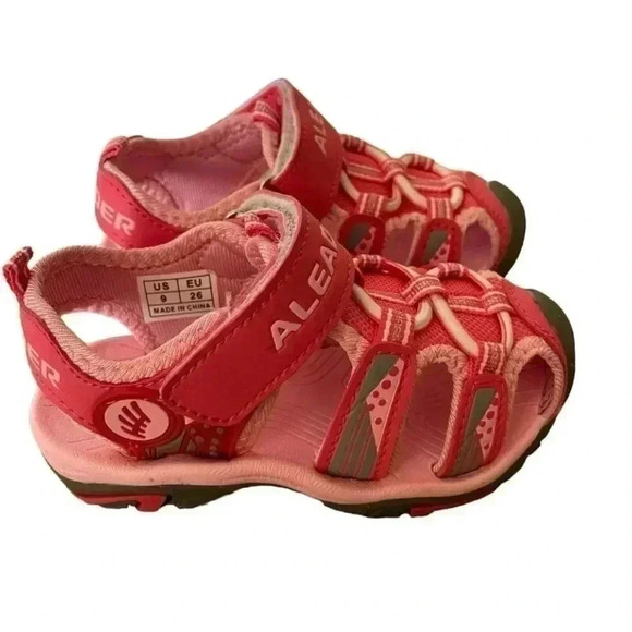 Aleader Pink Girl Outdoor Athletic Strap Closed Toe Hook & Loop Sandals SZ 9 - Picture 2 of 8
